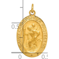 14K Yellow Gold St. Christopher Polished and Satin Medal Charm - 23.5mm Length, 13.75mm Width by Oro Pregiato
