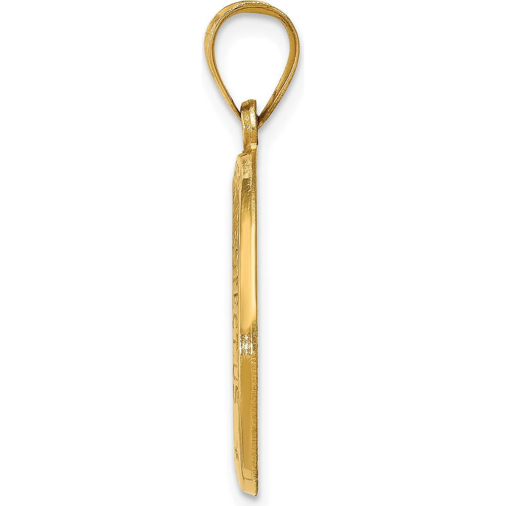 14K Yellow Gold St. Christopher Polished and Satin Oval Medal Pendant - 28.25mm Length by Oro Pregiato