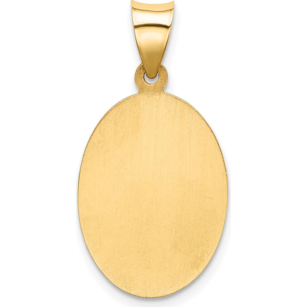 14K Yellow Gold St. Christopher Polished and Satin Oval Medal Pendant - 28.25mm Length by Oro Pregiato