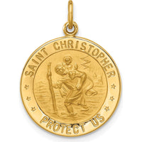 14K Yellow Gold St. Christopher Protection Pendant with Polished and Satin Finish - 24mm Length by Oro Pregiato