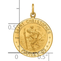 14K Yellow Gold St. Christopher Protection Pendant with Polished and Satin Finish - 24mm Length by Oro Pregiato