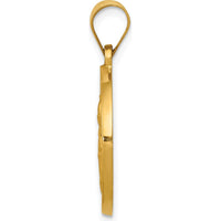14K Yellow Gold St. Clare Hollow Medal Pendant with Polished and Satin Finish - 27mm Length by Oro Pregiato