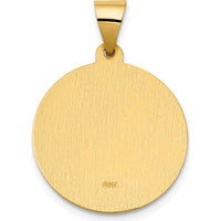 14K Yellow Gold St. Clare Hollow Medal Pendant with Polished and Satin Finish - 27mm Length by Oro Pregiato