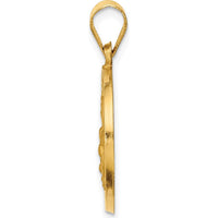 14K Yellow Gold St. Edmund Medal Pendant with Polished and Satin Finish - 26mm Length by Oro Pregiato