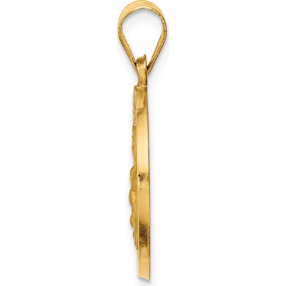 14K Yellow Gold St. Edmund Medal Pendant with Polished and Satin Finish - 26mm Length by Oro Pregiato