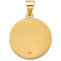 14K Yellow Gold St. Edmund Medal Pendant with Polished and Satin Finish - 26mm Length by Oro Pregiato