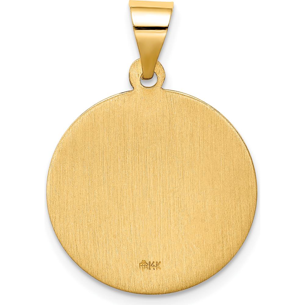 14K Yellow Gold St. Edmund Medal Pendant with Polished and Satin Finish - 26mm Length by Oro Pregiato