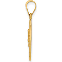 14K Yellow Gold St. Edward Medal Round Pendant with Polished and Satin Finish - Religious Themed Charm by Oro Pregiato