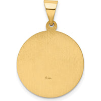 14K Yellow Gold St. Edward Medal Round Pendant with Polished and Satin Finish - Religious Themed Charm by Oro Pregiato