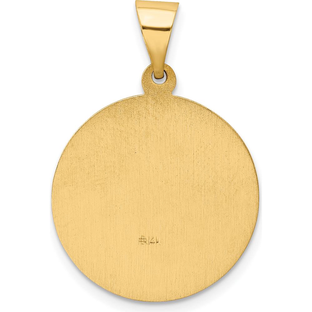 14K Yellow Gold St. Edward Medal Round Pendant with Polished and Satin Finish - Religious Themed Charm by Oro Pregiato