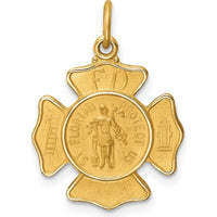 14K Yellow Gold St. Florian Fire Dept. Badge Medal Charm - Polished & Satin Finish by Oro Pregiato