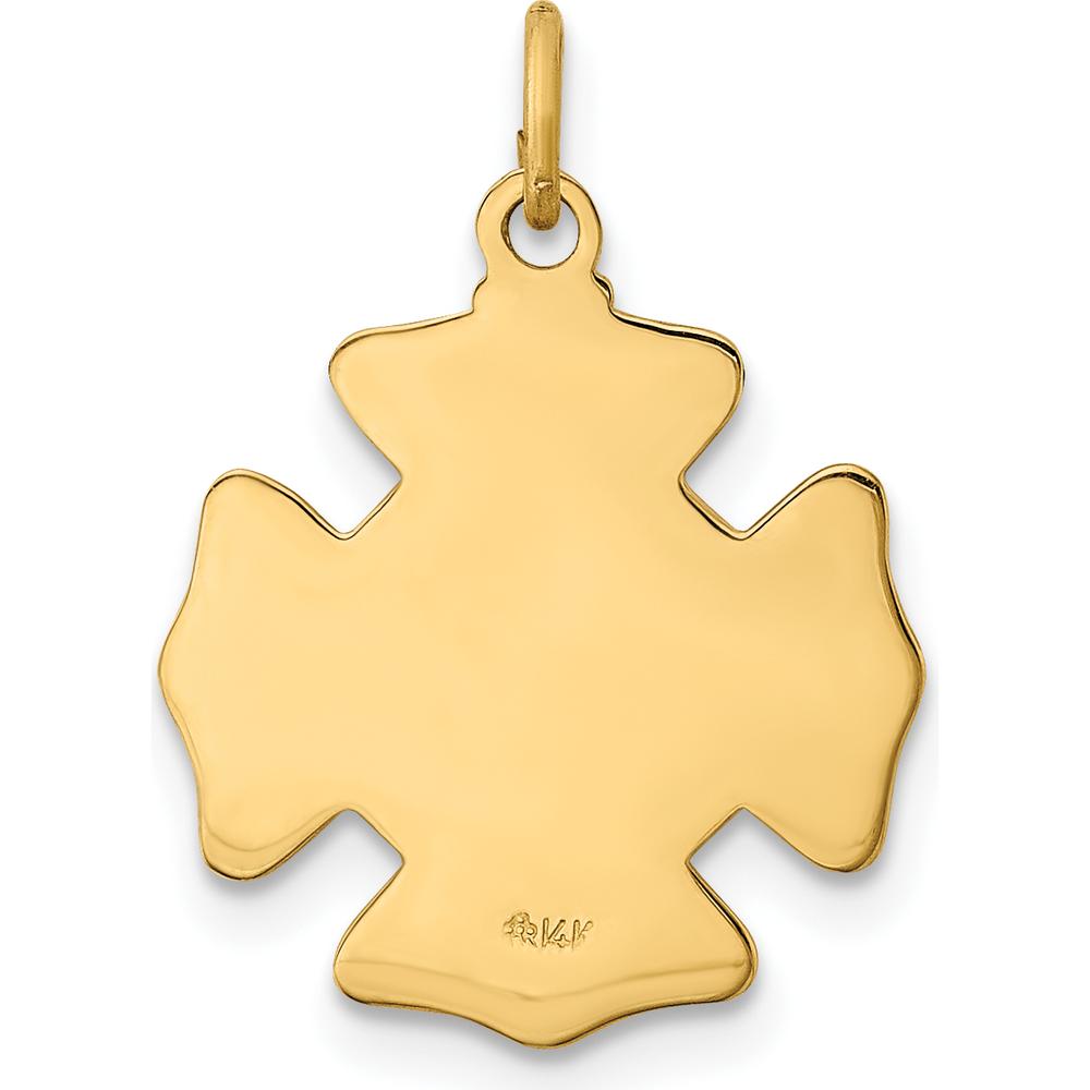 14K Yellow Gold St. Florian Fire Dept. Badge Medal Charm - Polished & Satin Finish by Oro Pregiato