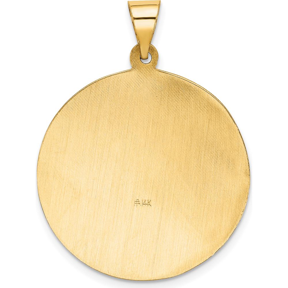 14K Yellow Gold St. Florian Medal Pendant with Polished and Satin Finish - 33mm Length by Oro Pregiato