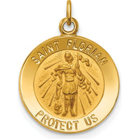 14K Yellow Gold St. Florian Medal Pendant with Polished and Satin Finish by Oro Pregiato