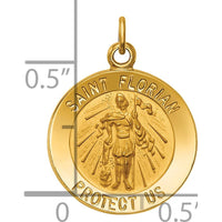 14K Yellow Gold St. Florian Medal Pendant with Polished and Satin Finish by Oro Pregiato