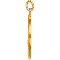 14K Yellow Gold St. Florian Medal Round Pendant with Polished and Satin Finish - 27.8mm Length x 22.25mm Width by Oro Pregiato