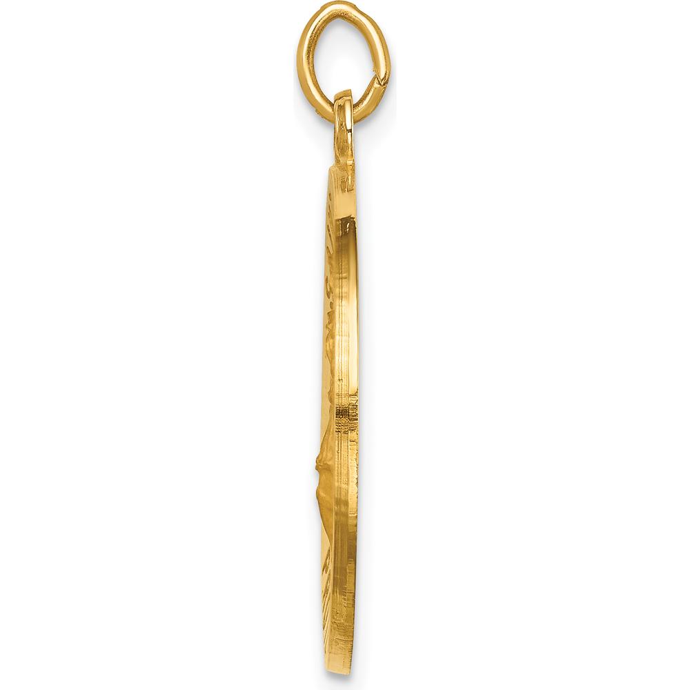 14K Yellow Gold St. Florian Medal Round Pendant with Polished and Satin Finish - 27.8mm Length x 22.25mm Width by Oro Pregiato