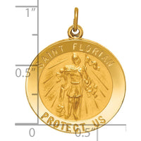 14K Yellow Gold St. Florian Medal Round Pendant with Polished and Satin Finish - 27.8mm Length x 22.25mm Width by Oro Pregiato