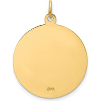 14K Yellow Gold St. Florian Medal Round Pendant with Polished and Satin Finish - 27.8mm Length x 22.25mm Width by Oro Pregiato