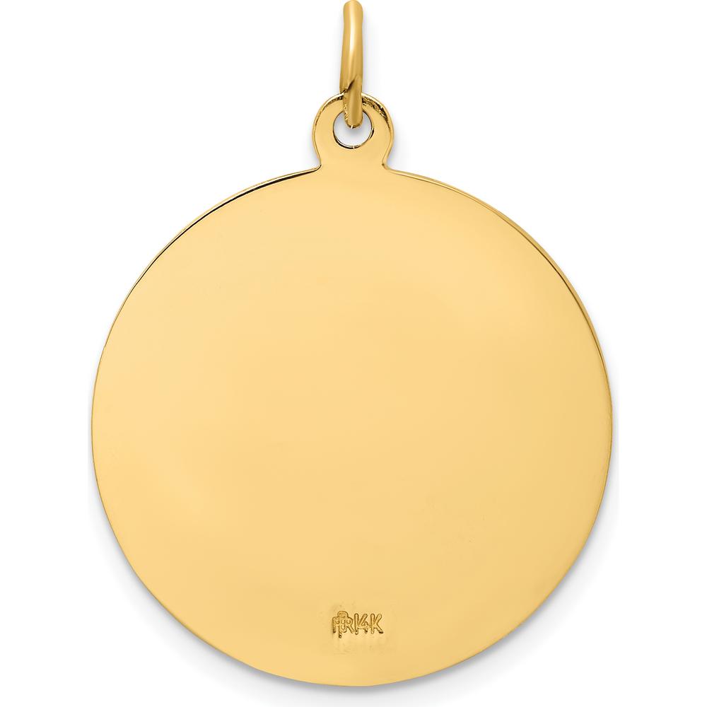 14K Yellow Gold St. Florian Medal Round Pendant with Polished and Satin Finish - 27.8mm Length x 22.25mm Width by Oro Pregiato