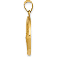 14K Yellow Gold St. Francis of Assisi Polished and Satin Hollow Round Pendant by Oro Pregiato