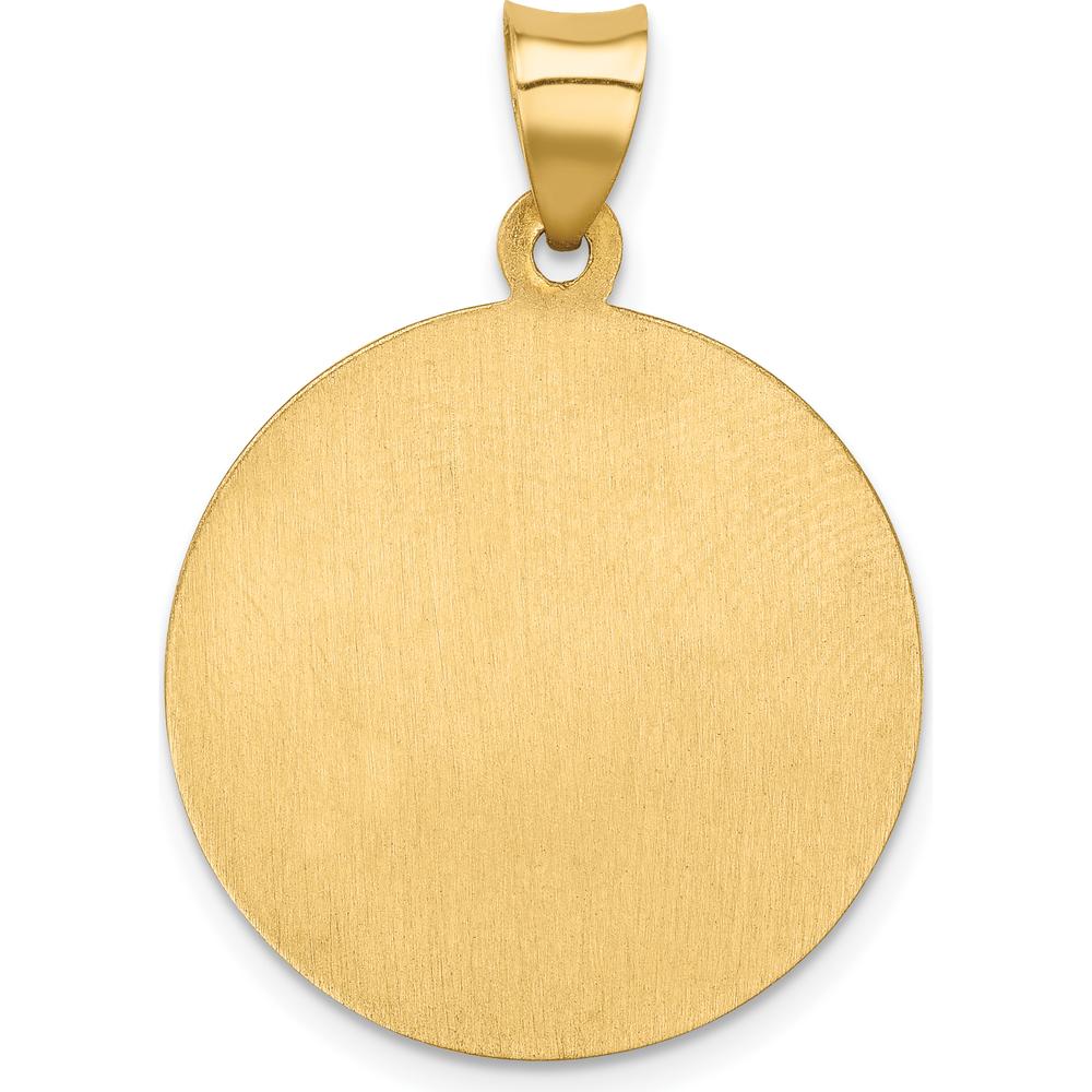 14K Yellow Gold St. Francis of Assisi Polished and Satin Hollow Round Pendant by Oro Pregiato