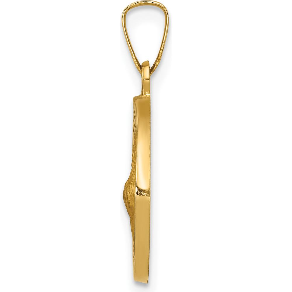 14K Yellow Gold St. Francis of Assisi Round Pendant with Polished and Satin Finish by Oro Pregiato