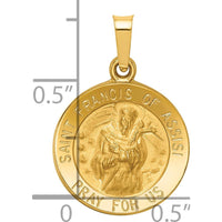 14K Yellow Gold St. Francis of Assisi Round Pendant with Polished and Satin Finish by Oro Pregiato