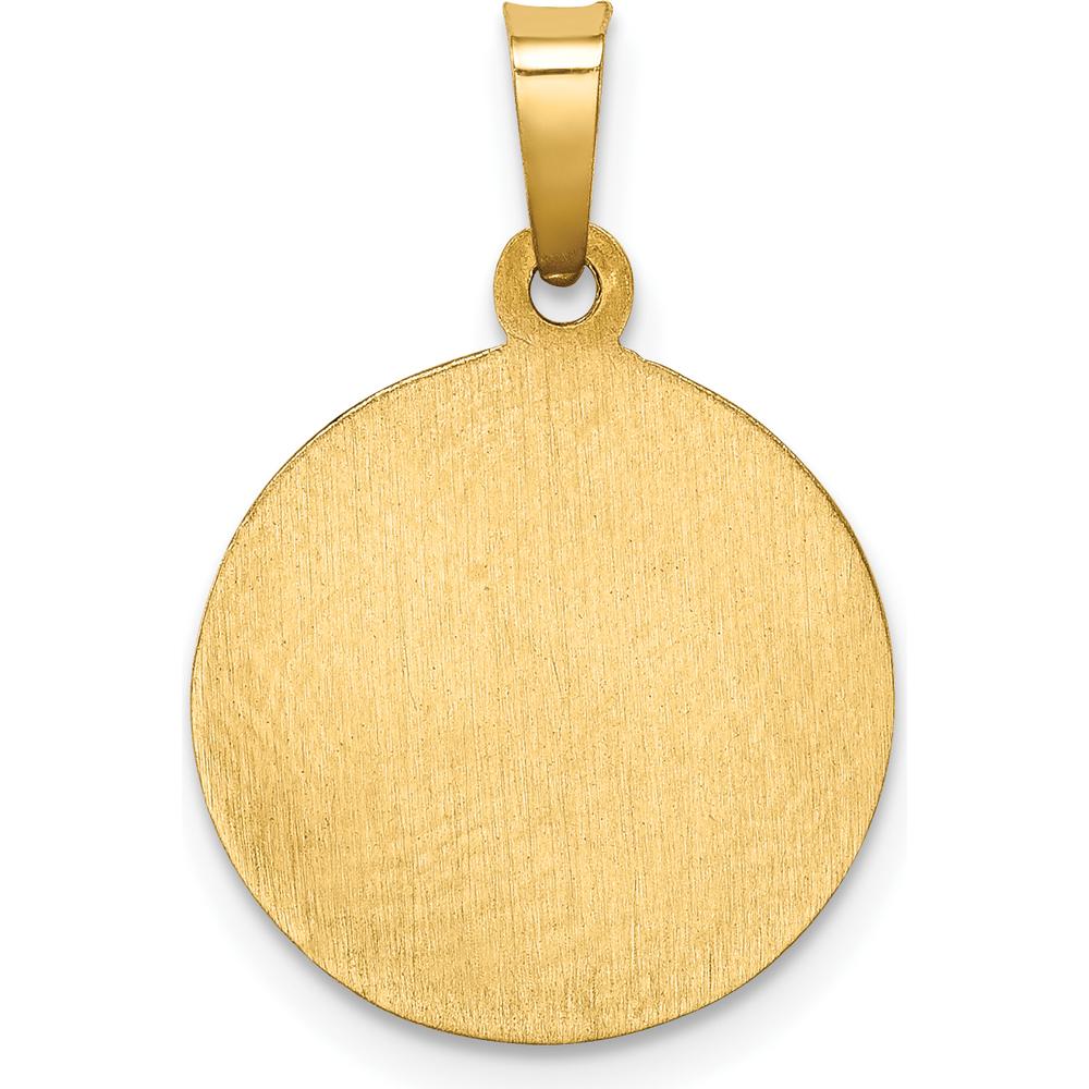 14K Yellow Gold St. Francis of Assisi Round Pendant with Polished and Satin Finish by Oro Pregiato