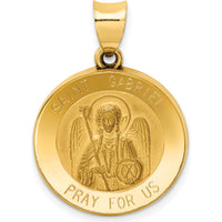 14K Yellow Gold St. Gabriel Medal Pendant with Satin and Polished Finish - 26.5mm by Oro Pregiato