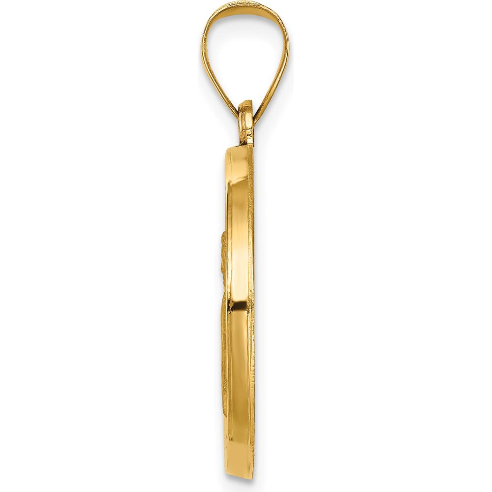 14K Yellow Gold St. Gabriel Medal Pendant with Satin and Polished Finish - 26.5mm by Oro Pregiato