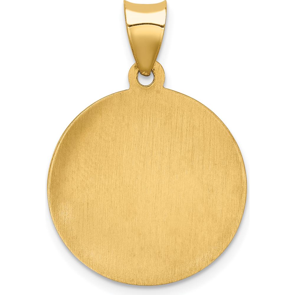 14K Yellow Gold St. Gabriel Medal Pendant with Satin and Polished Finish - 26.5mm by Oro Pregiato