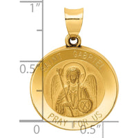 14K Yellow Gold St. Gabriel Medal Pendant with Satin and Polished Finish - 26.5mm by Oro Pregiato