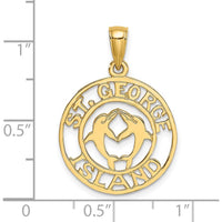 14K Yellow Gold St. George Island Dolphin Circle Pendant by Oro Pregiato