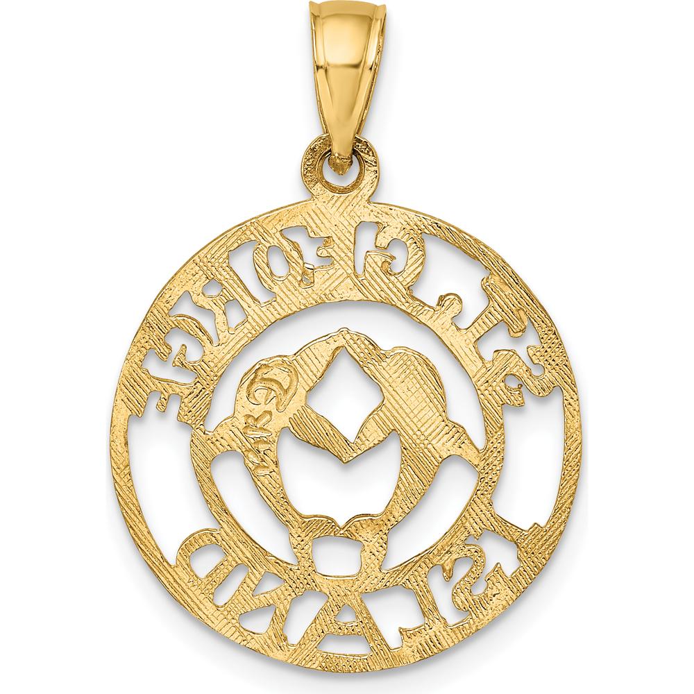 14K Yellow Gold St. George Island Dolphin Circle Pendant by Oro Pregiato