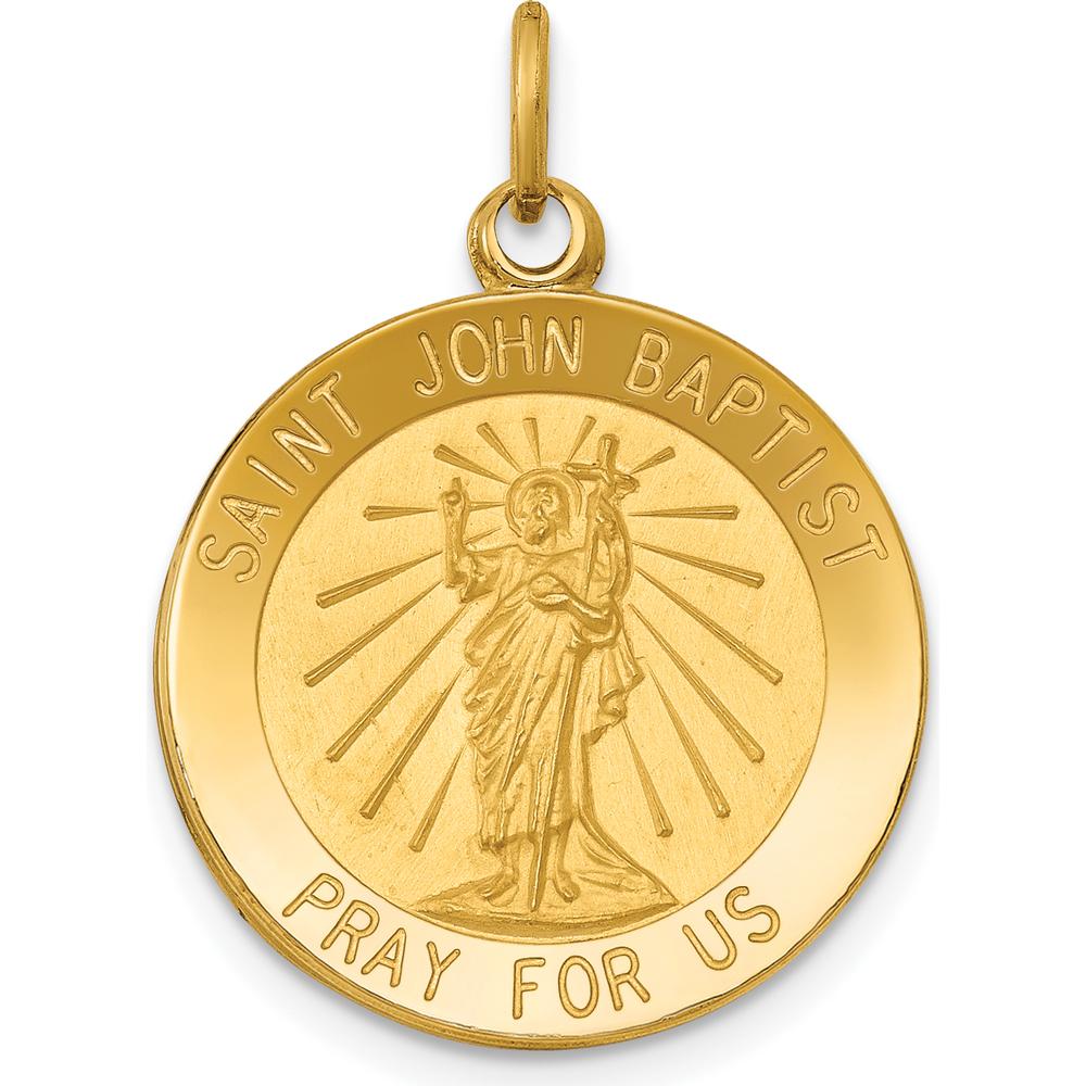 14K Yellow Gold St. John the Baptist Medal Pendant - 25.5mm x 19mm by Oro Pregiato