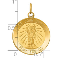 14K Yellow Gold St. John the Baptist Medal Pendant - 25.5mm x 19mm by Oro Pregiato