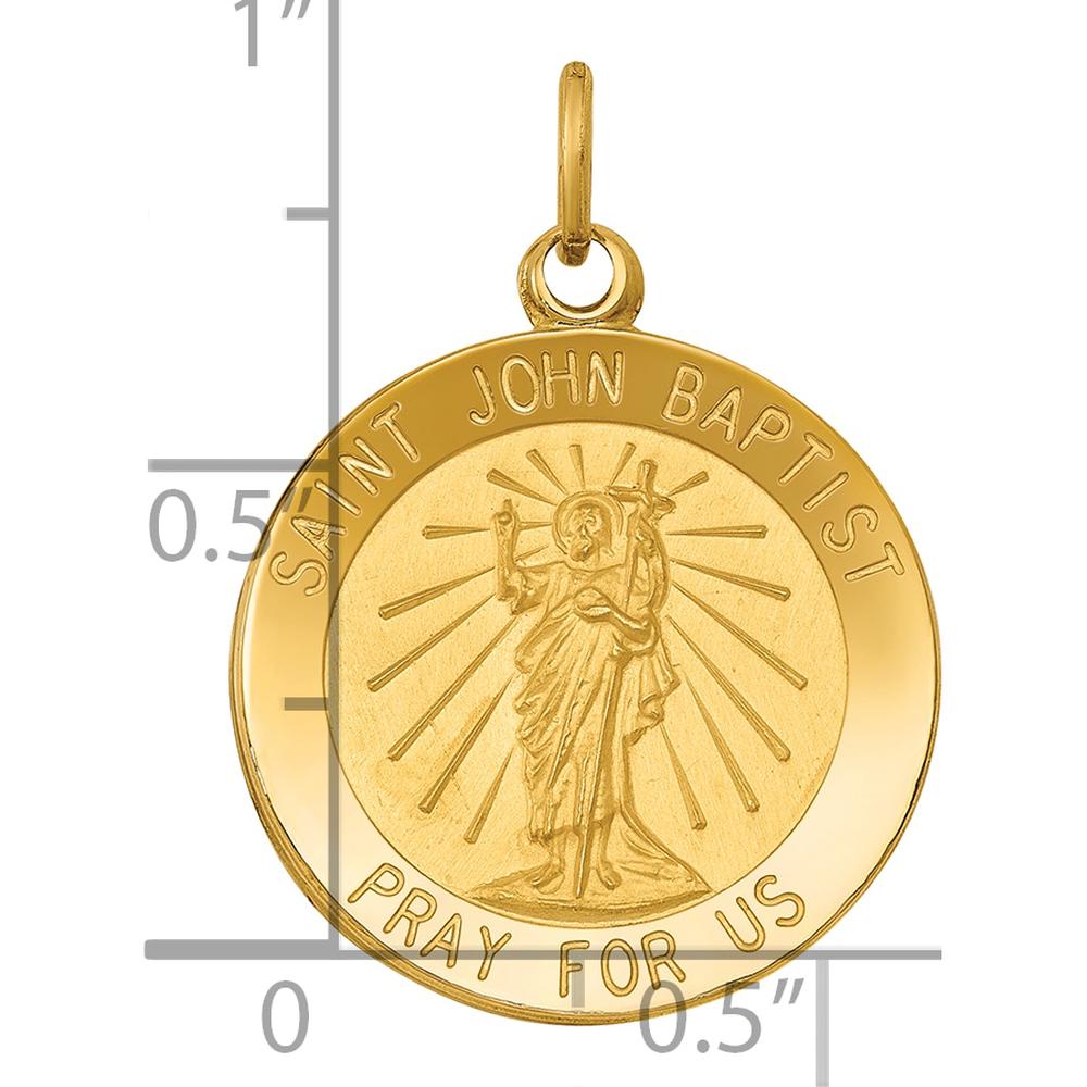 14K Yellow Gold St. John the Baptist Medal Pendant - 25.5mm x 19mm by Oro Pregiato