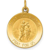14K Yellow Gold St. John the Baptist Medal Pendant with Polished and Satin Finish - 19.8mm Length by Oro Pregiato