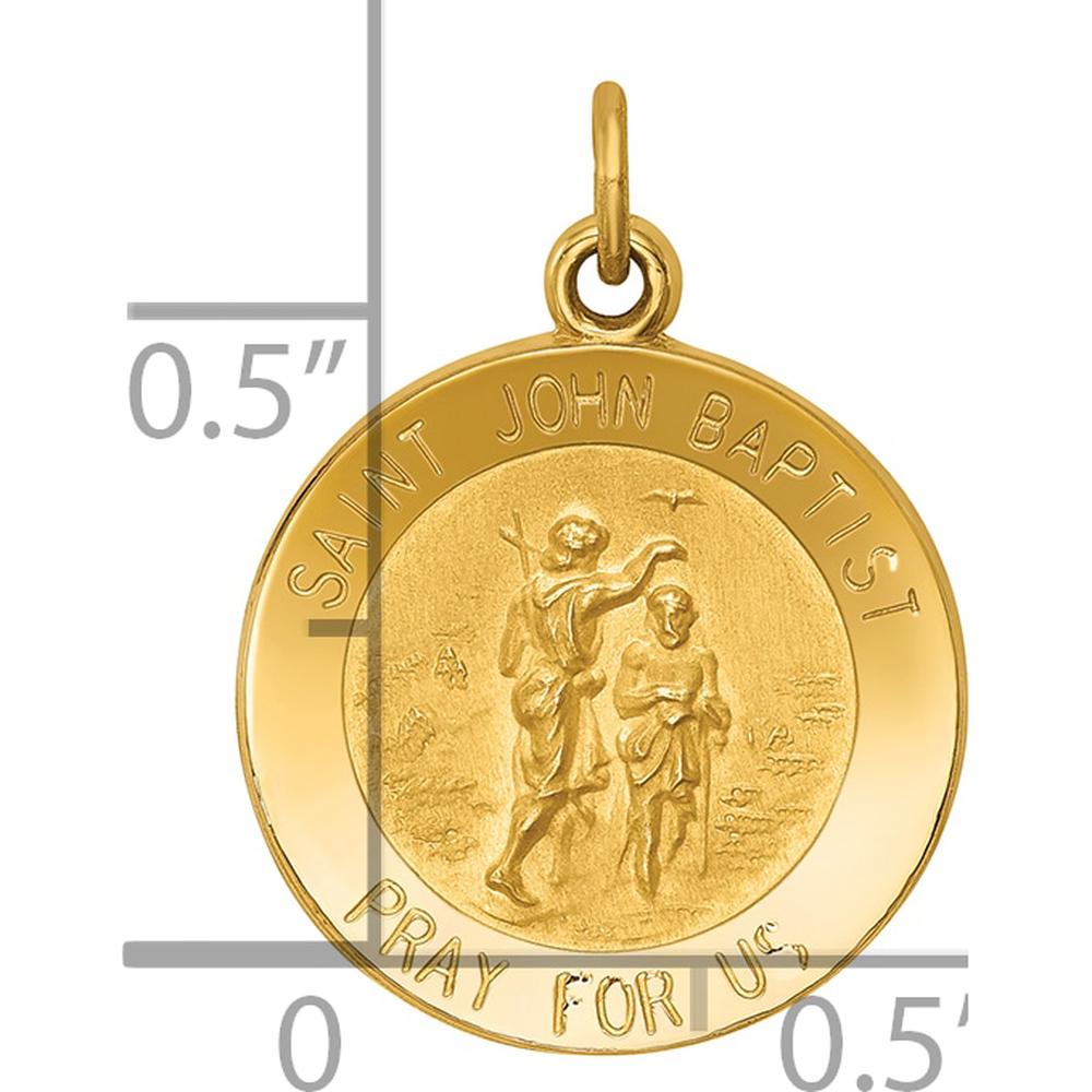 14K Yellow Gold St. John the Baptist Medal Pendant with Polished and Satin Finish - 19.8mm Length by Oro Pregiato