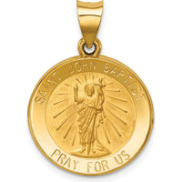 14K Yellow Gold St. John the Baptist Medal Pendant with Polished and Satin Finish - 27mm Length by Oro Pregiato