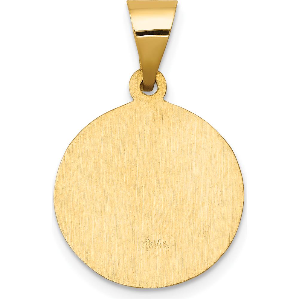 14K Yellow Gold St. John the Baptist Medal Round Pendant with Satin and Polished Finish - 24mm by Oro Pregiato