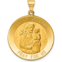 14K Yellow Gold St. Joseph Medal Pendant with Polished and Satin Finish - Hollow Design by Oro Pregiato