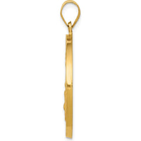 14K Yellow Gold St. Joseph Medal Pendant with Polished and Satin Finish - Hollow Design by Oro Pregiato