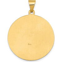 14K Yellow Gold St. Joseph Medal Pendant with Polished and Satin Finish - Hollow Design by Oro Pregiato