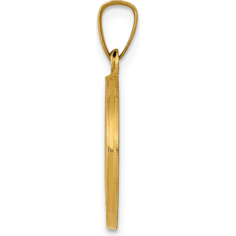14K Yellow Gold St. Joseph Medal Round Pendant with Satin and Polished Finish - 21.75mm by Oro Pregiato