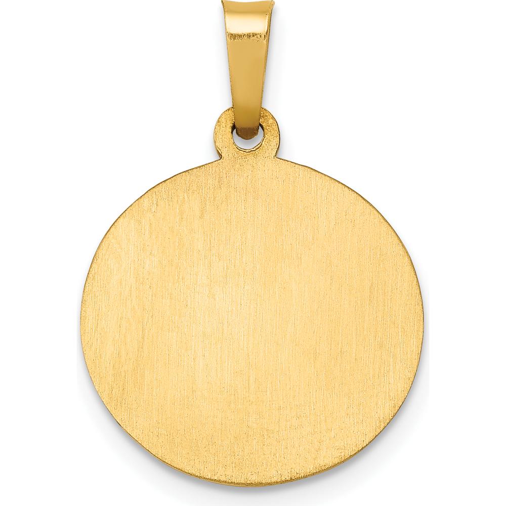 14K Yellow Gold St. Joseph Medal Round Pendant with Satin and Polished Finish - 21.75mm by Oro Pregiato