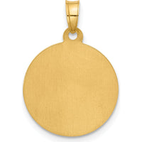 14K Yellow Gold St. Joseph Medal Round Pendant with White Rhodium Accents and Satin Finish by Oro Pregiato