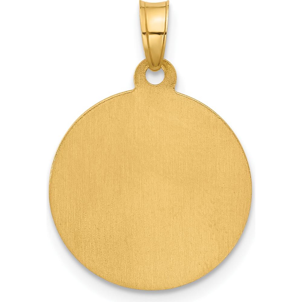 14K Yellow Gold St. Joseph Medal Round Pendant with White Rhodium Accents and Satin Finish by Oro Pregiato