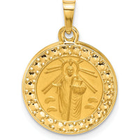 14K Yellow Gold St. Jude Thaddeus Medal Charm with Satin Finish - Hollow Design by Oro Pregiato